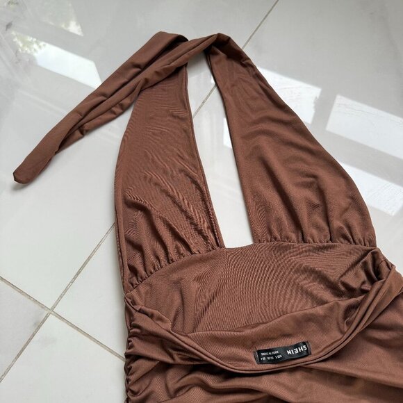 SHEIN | Mini Dress | Small | Brown | High Stretch Backless Bodycon - Picture 6 of 7